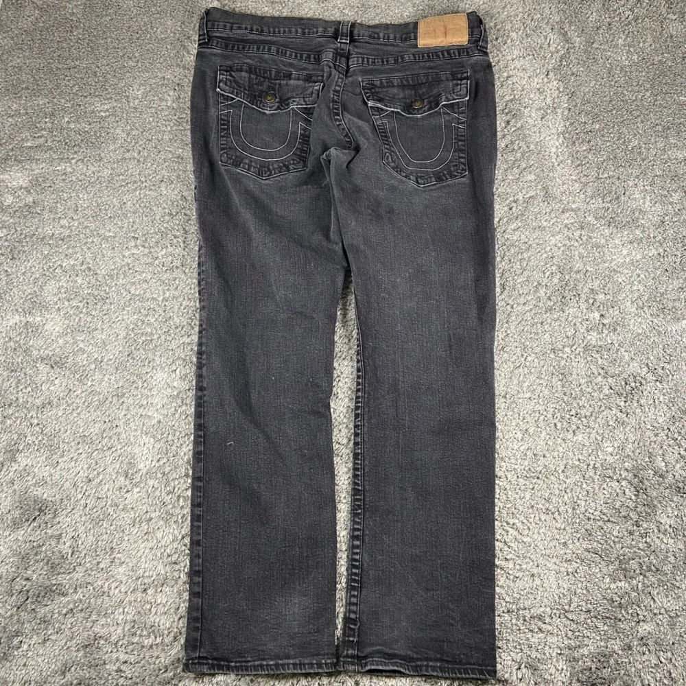 True Religion‎ Ricky Relaxed Straight Jeans Mens 40x32 Black Denim Flap Pocket